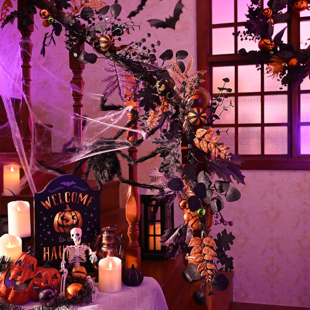 Valery Madelyn 6ft Halloween Garland for Mantel with Lights Party Decor