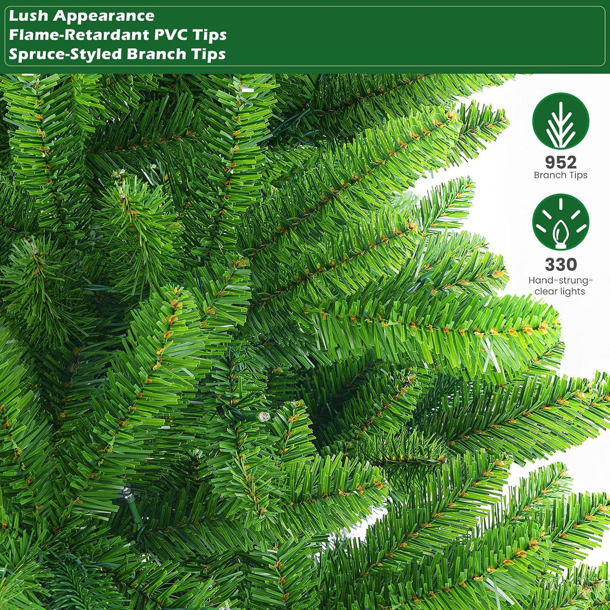 SHareconn 6.5ft Prelit Premium Artificial Classic Spruce Christmas Tree with Remote Control,Timer