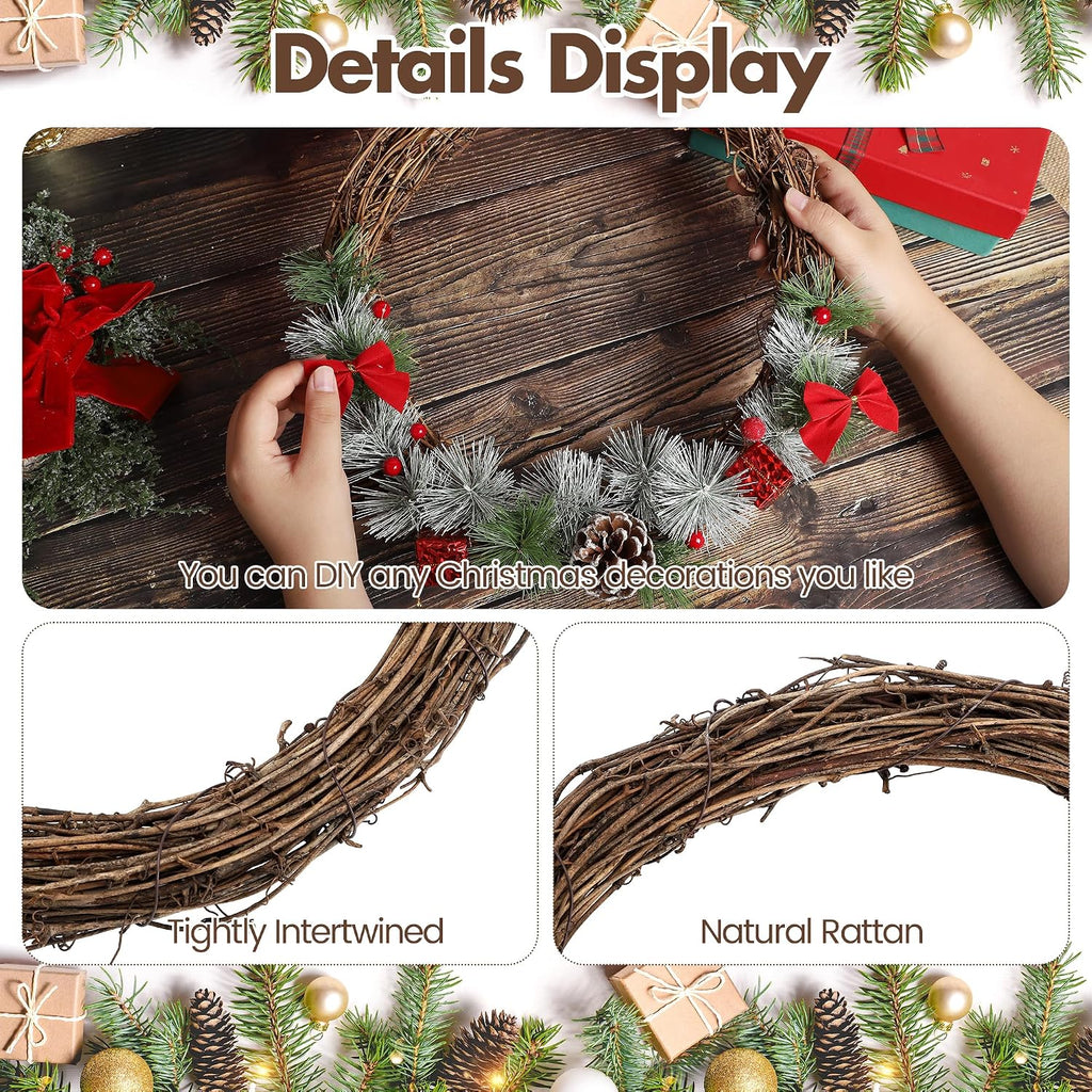 ruisita 6 pieces 12 inch grapevine wreaths vine, close-up detail