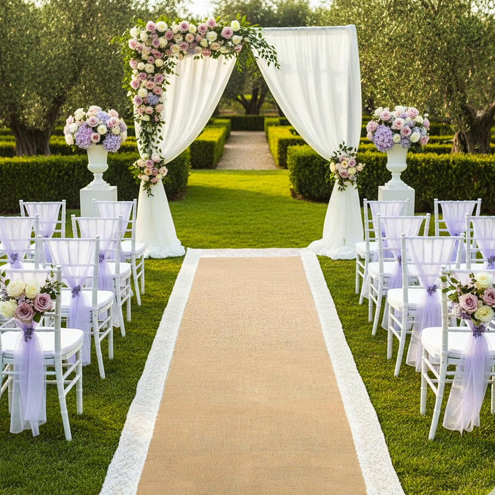 15 Ft x 36 in Aisle Runner for Wedding Ceremony,Natural Burlap Wedding Aisle ...