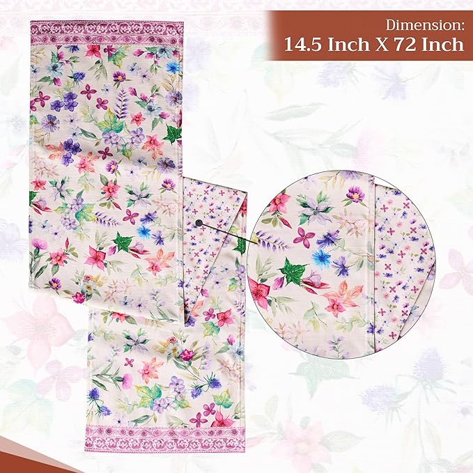 Maison d' Hermine Table Runner 100% Cotton Double Layer Table Runners 72 inches Long Decorative for Home Kitchen Dining Party Baby Shower Wedding Bridal Shower Spring Summer (Chardon, 14.50" x 72")