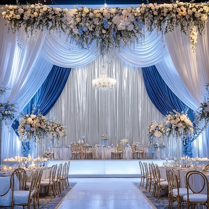 leegleri 20x10ft Thick Silver Glitter Backdrop Curtain Panels for Parties, Wrinkle Free Sequin Sparking Photo Backdrop Drapes, 4 Panels 5x10ft Shimmer Back Drop Cloth for Wedding Birthday Photography