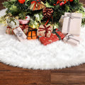 Christmas Tree Skirt 60 Inches, White Tree Skirts Xmas Faux Rabbit Fur Tree Skirts Christmas Decorations for Holiday Christmas Party Home Decorations