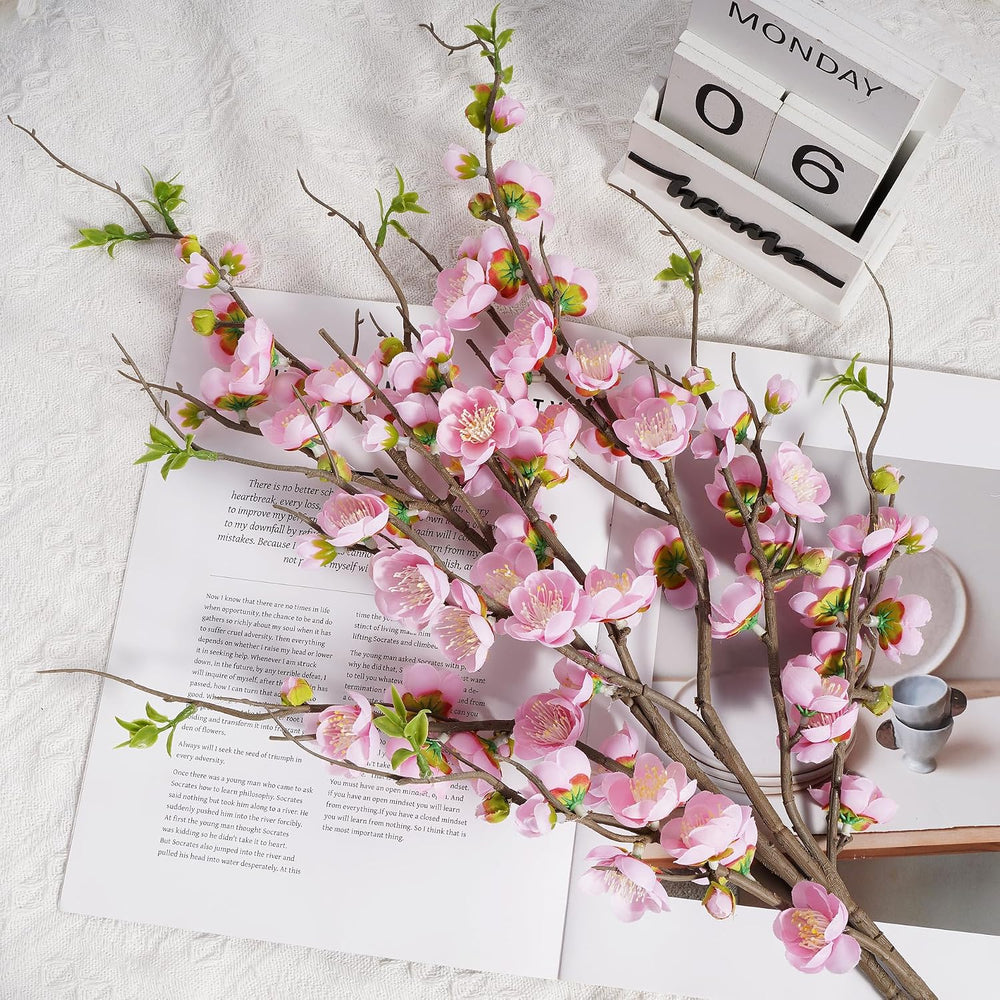 4PCS Pink Cherry Blossom Branches 35.4'' Long Stem Artificial Flowers...