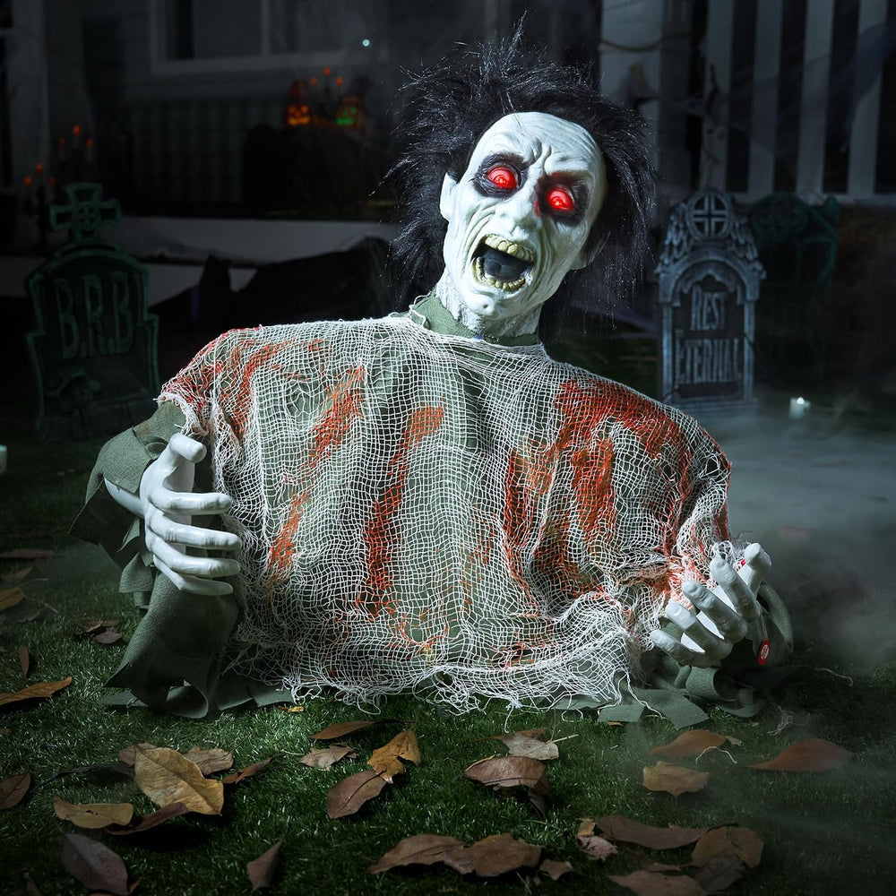 JOYIN Halloween Outdoor Decoration Zombie Groundbreaker, Animatronics Zombie ...