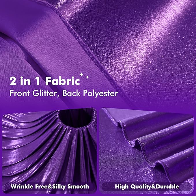 10ftx10ft Shimmer Purple Sequin Backdrop Curtain for Parties, Thick Wrinkle Free Glitter Backdrop Drapes Photo Back Drop Curtains for Birthday Wedding Halloween Photography Background-2 Panels 5x10ft