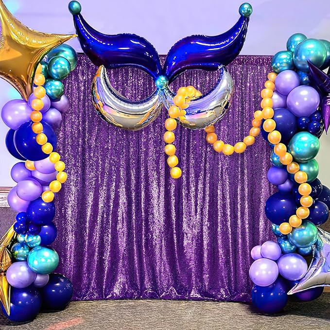 7ft x 7ft Purple Sequin Backdrop Glitter Party Backdrop Curtains Photo Background for Baby Shower Wedding Wall Decorations