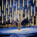 Dazzle Bright 864 LED Christmas Light, Meteor Shower Rain Lights 11.8 Inch 24 Tubes, Waterproof Plug in Falling Rain Lights Decorations for Xmas Tree Yard Party (Warm White)