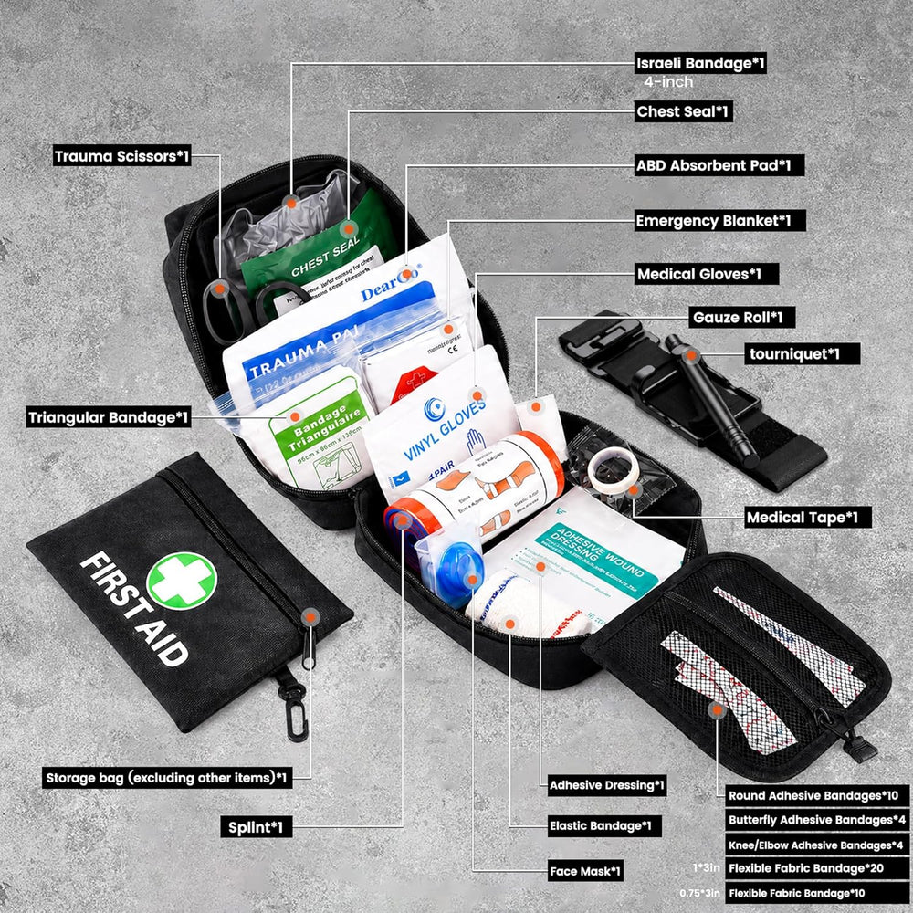 IFAK Trauma Kit with Tourniquet,Israeli-Style Bandage, Splint, Tactical First...