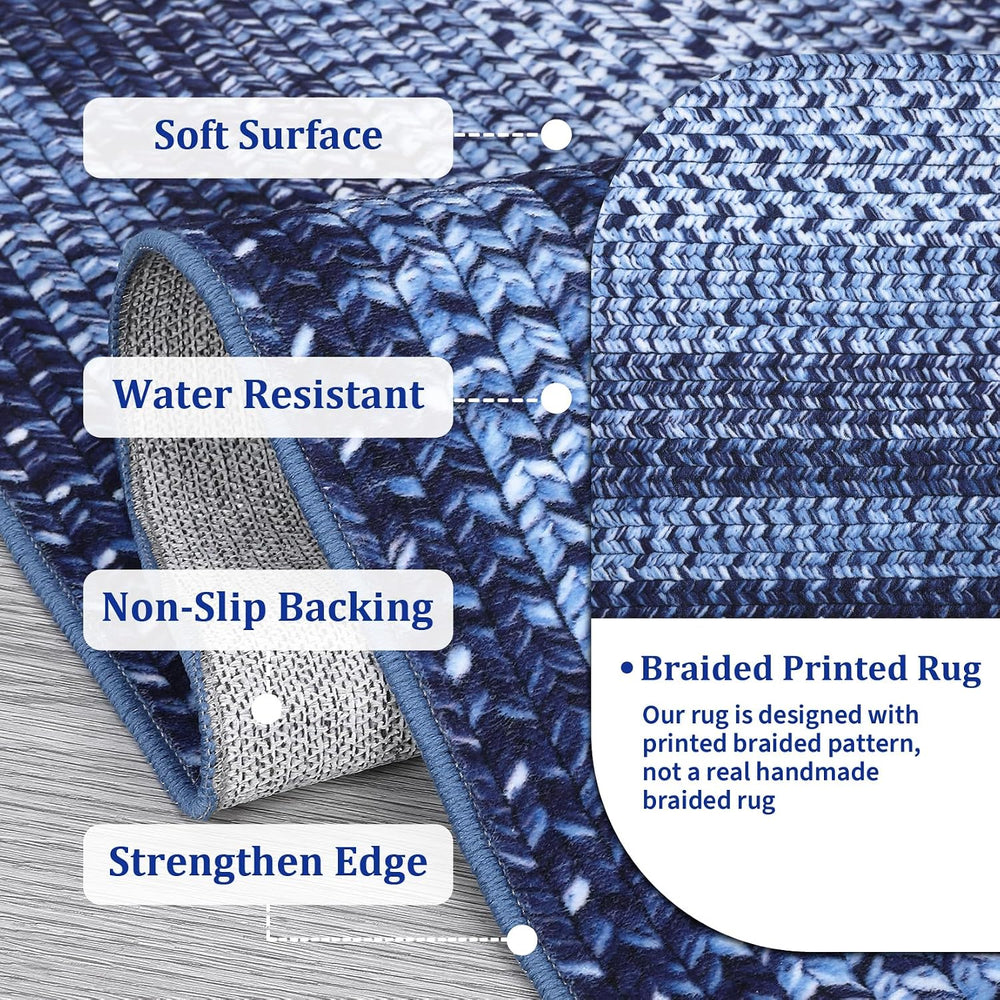 RUGSREAL 2x6 Runner Rug Braided Print Hallway Area Rugs Machine Washable