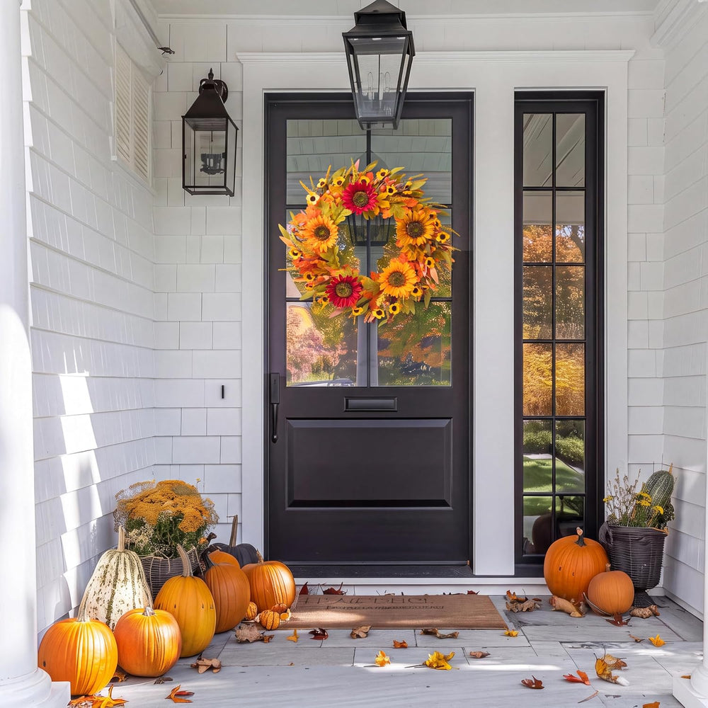 24“ Fall Wreaths for Front Door, Sunflower Wreaths Decor