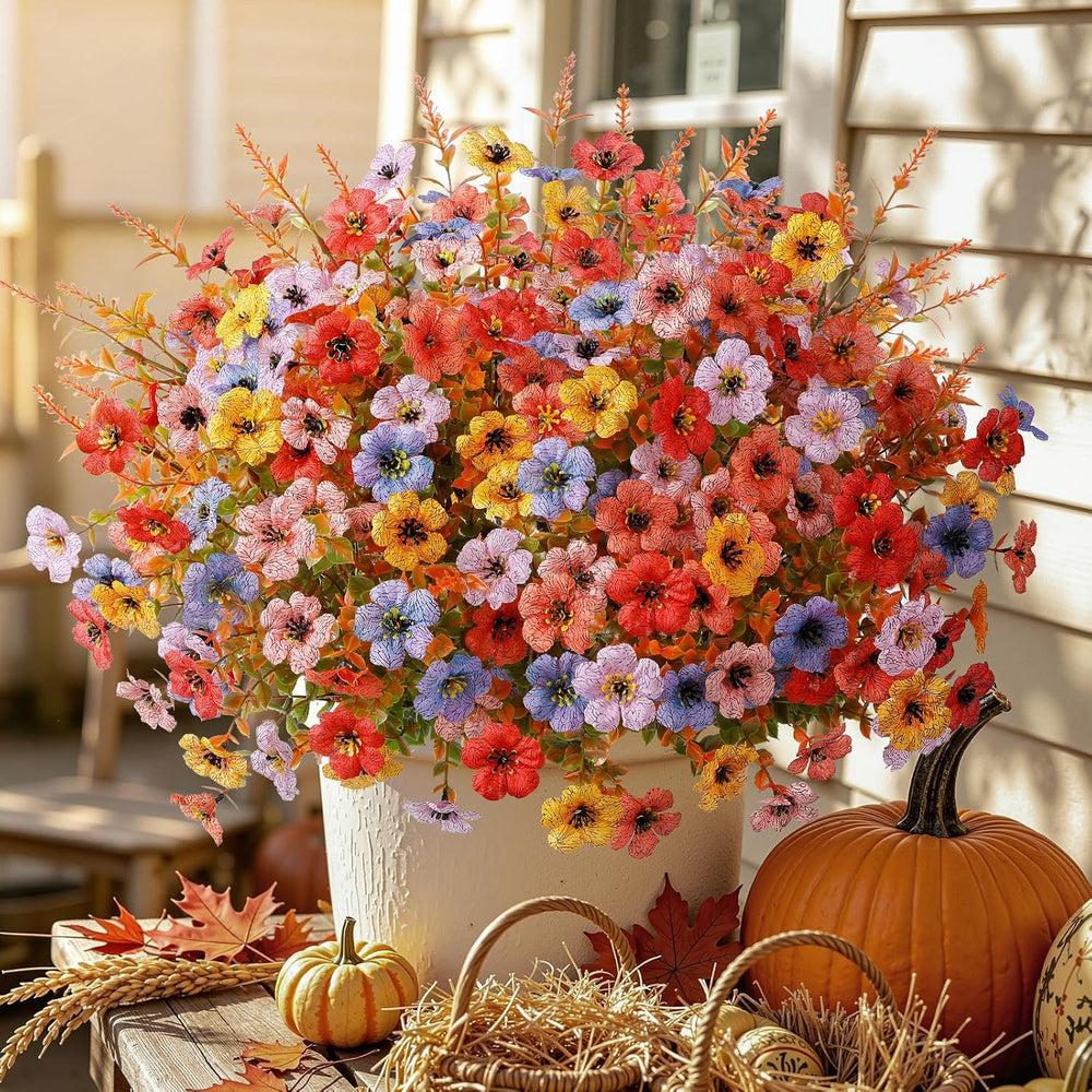 SHareconn 24Pcs Artificial Fall Flowers UV Resistant Fake Mums for Outdoors