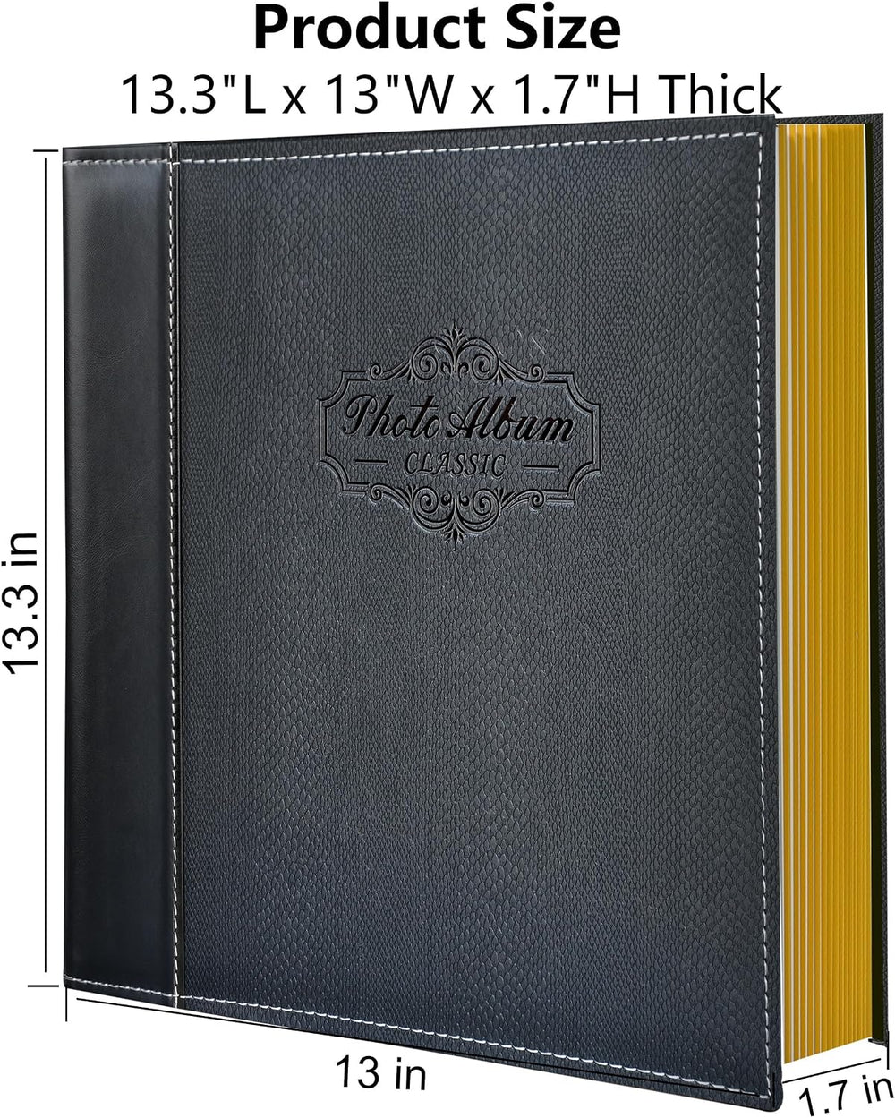 Black Large Self-Adhesive Photo Album, PU Leather Cover
