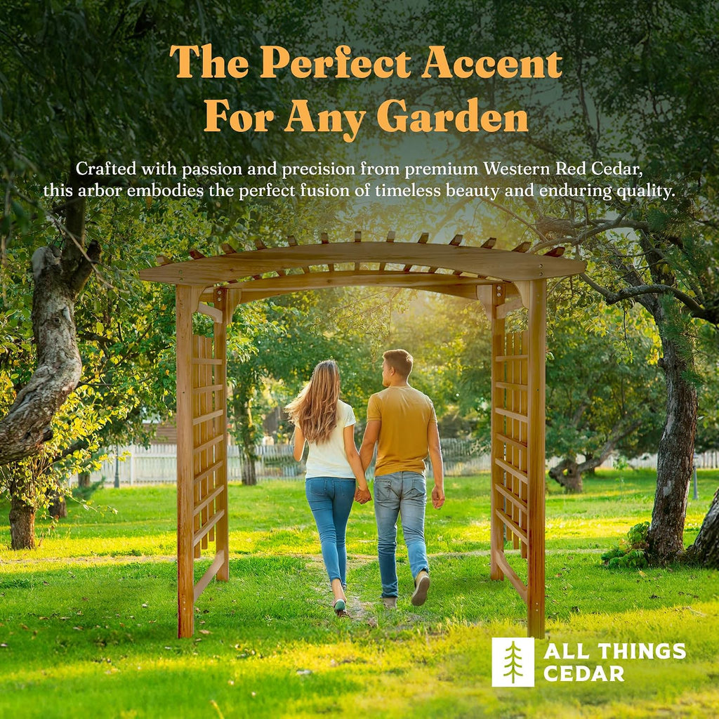 all things cedar 8-ft pagoda arbor garden arch showing dimensions