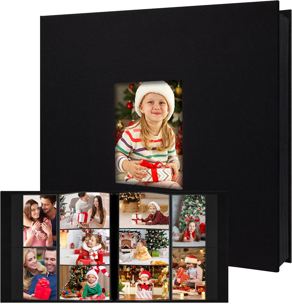 Aevdor Large Capacity 4x6 Photo Album, 1000 Photos, Linen Cover, Black