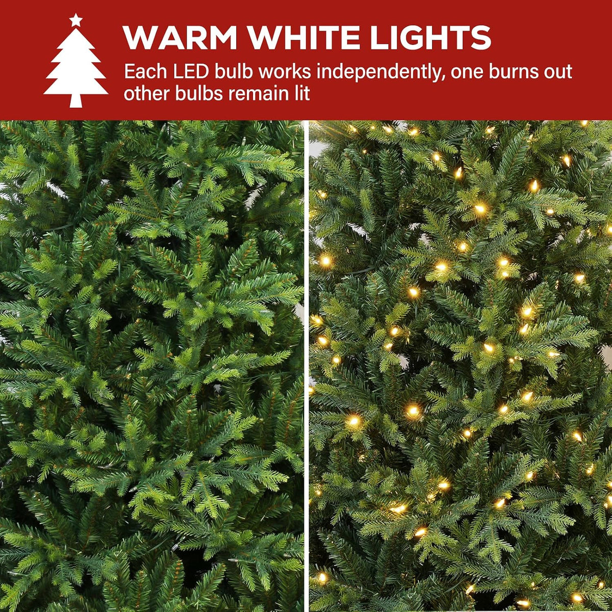 Hykolity 9 ft Prelit Artificial Christmas Tree with 600 Warm White LEDs