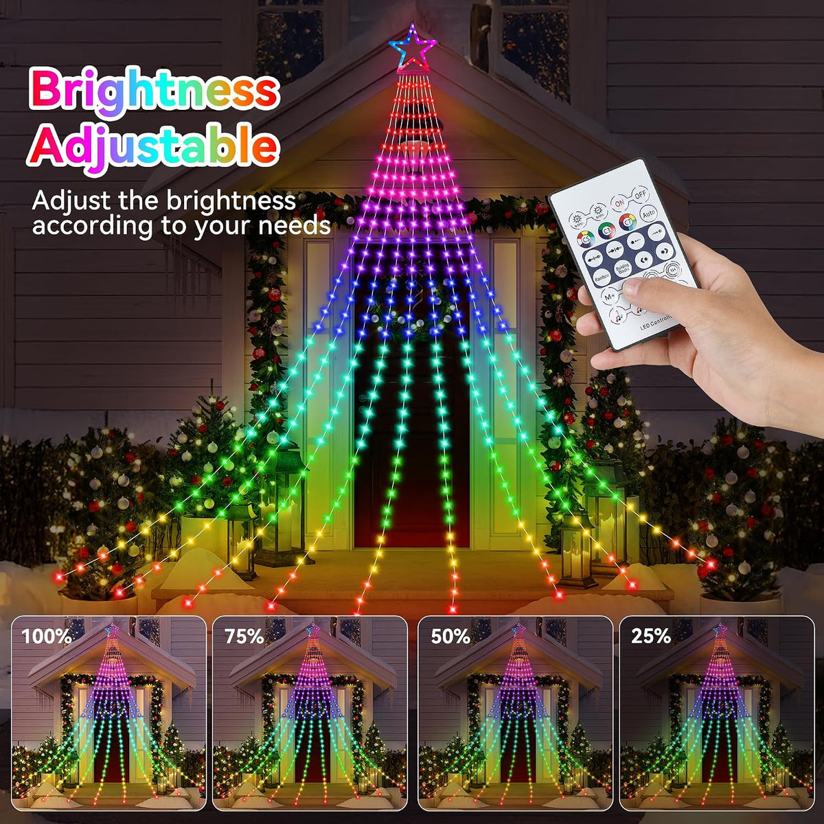 christmas decoration lights, outdoor christmas string lights 320, side view