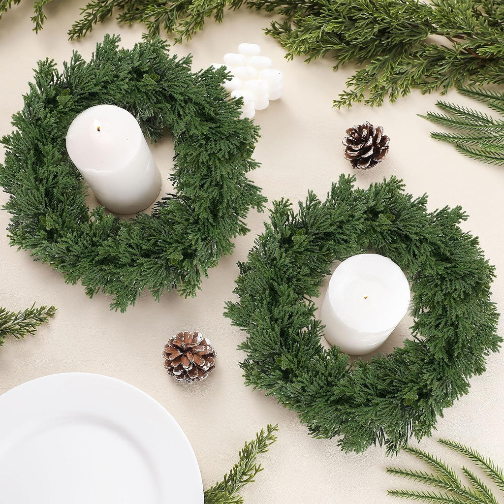 dingion 8 pcs 10 inch christmas cedar wreath, package contents