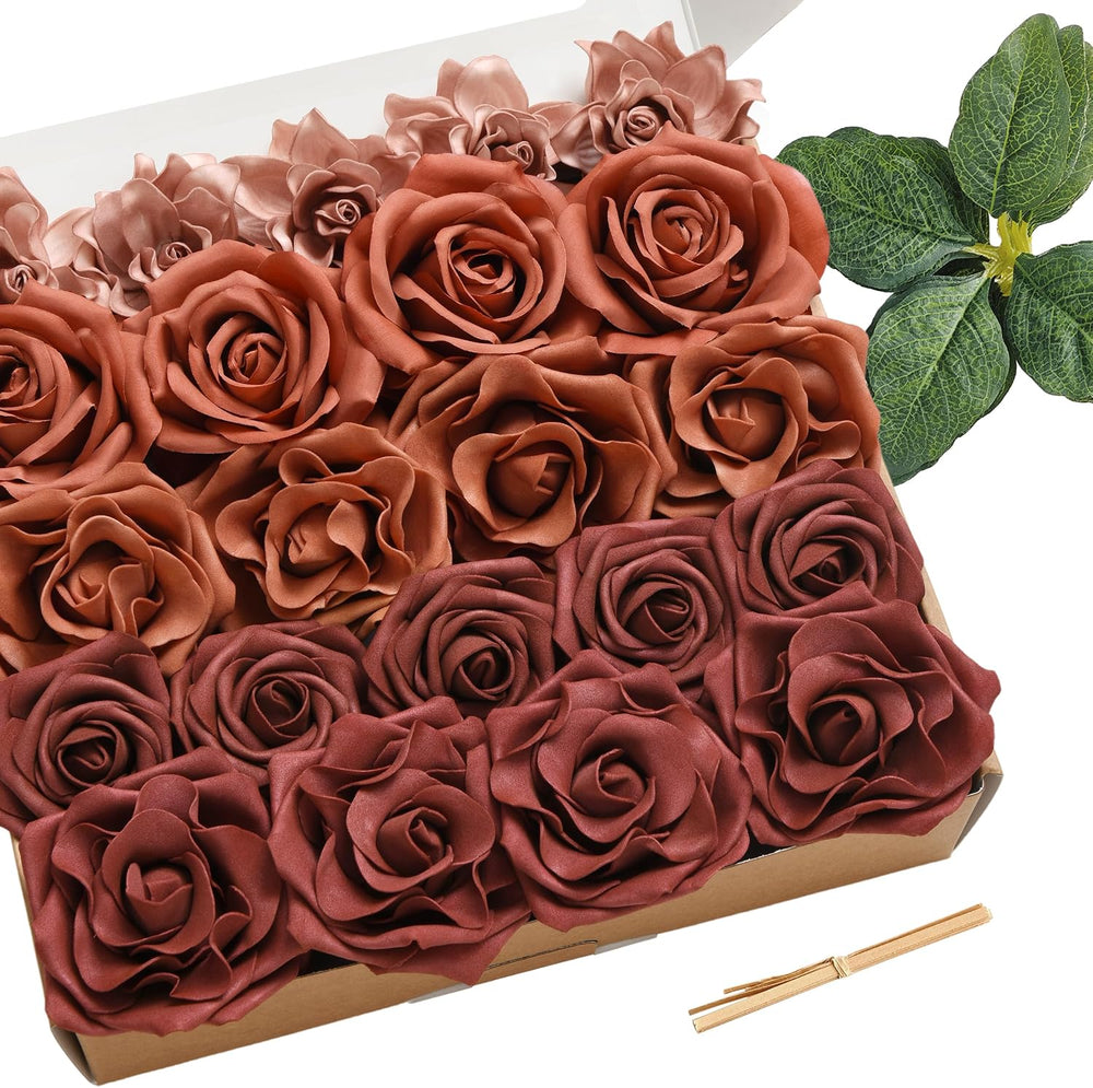 Ling's moment Artificial Orange Flowers, DIY Wedding Flower Combo, 22 pcs