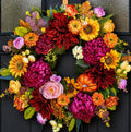 24 Inch Fall Wreath for Front Door, Artificial Harvest Fall Wreath