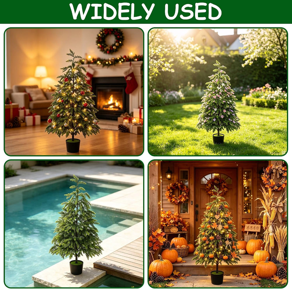 Cllayees 4FT Cedar Christmas Tree with Lights Artificial Potted Tree