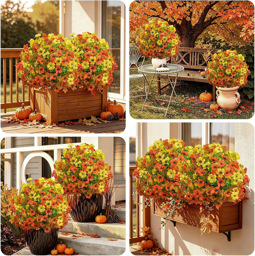 2 Pcs 22" Fall Mums Topiary Balls, Artificial Flower for Outdoors