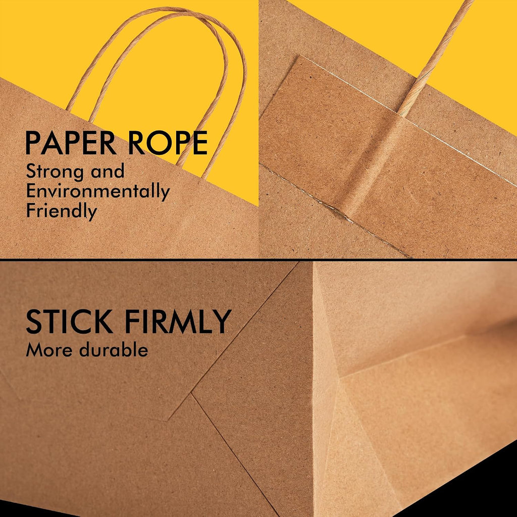 racetop large brown kraft paper bags 100 pack, side view
