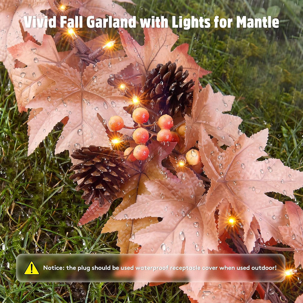 Fall Decorations for Home 9FT Fall Garlands with Lights Large Maple Leaves wi...