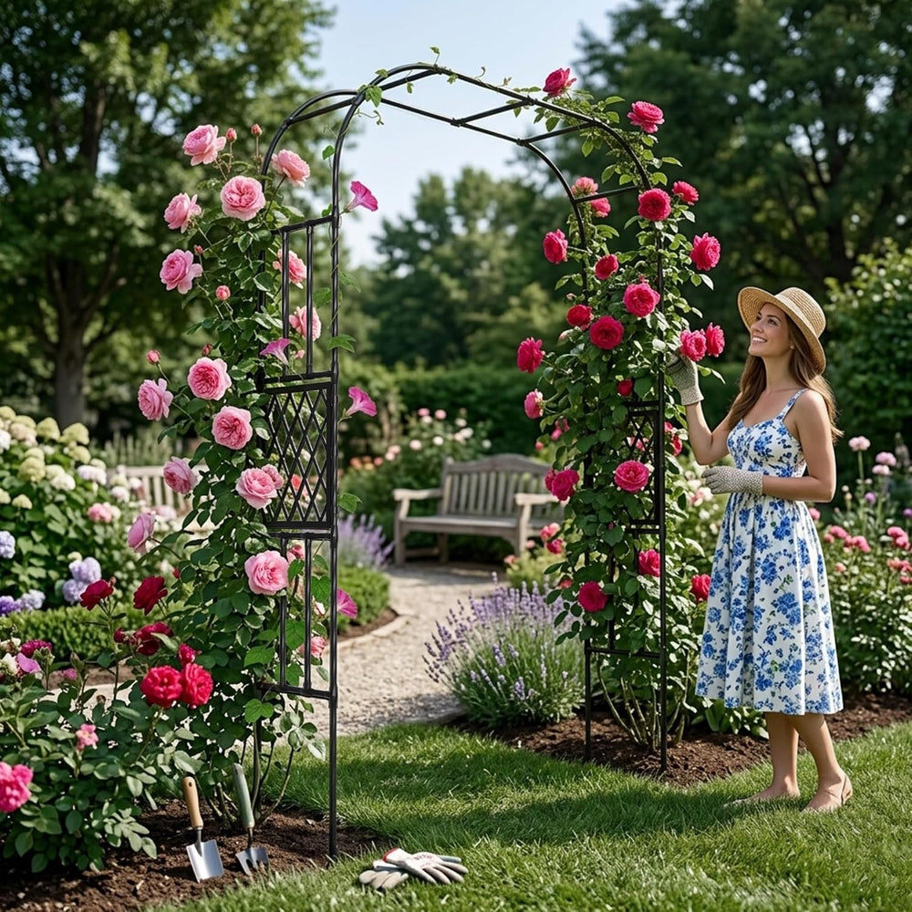 Heavy Duty Garden Arch Trellis,70.9 x 98.4 in, with Lattice