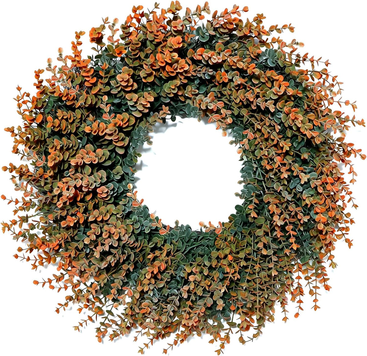 Fall Wreath for Front Door 26 inch Boxwood Wreath Eucalyptus Leaves