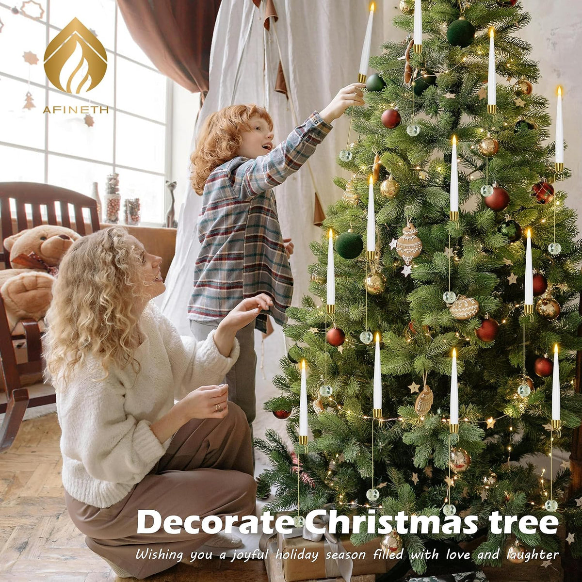 christmas tree candles with remote, 12 pack battery showing dimensions