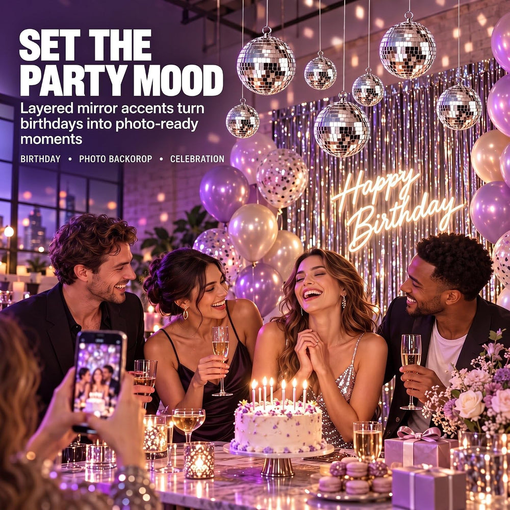 Libima 12 Pcs Silver Disco Ball Set, Multi Size, 6'', 4''