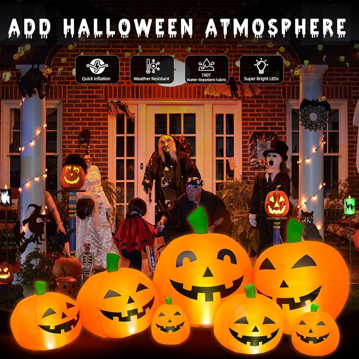 halloween decorations outdoor 7.5 ft inflatables pumpkins with shown in use