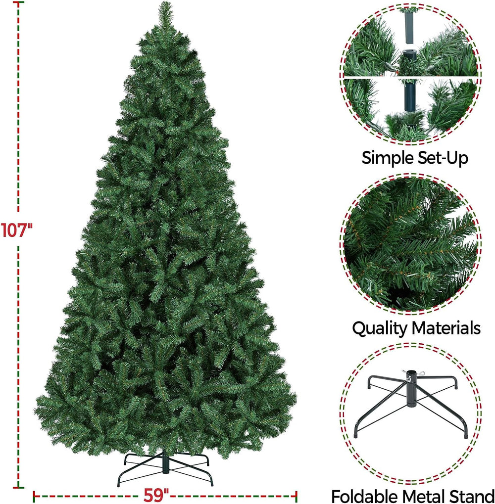 Yaheetech 9ft Artificial Christmas Tree, Realistic Premium Spruce Hinged