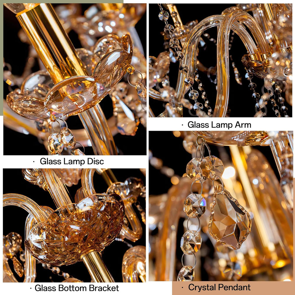 Champagne 8 Lights K9 Crystal Candle Chandeliers Lighting Candle Chandelier L...