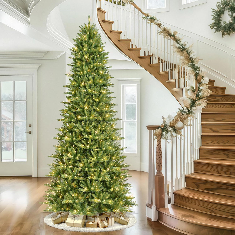 Puleo International 9ft Pre-Lit Slim Fraser Fir Artificial Christmas Tree