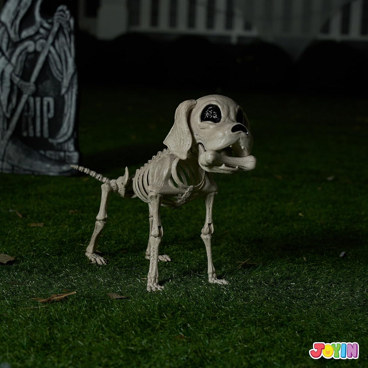 JOYIN Posable Halloween Dog Skeleton Full Body Posable Joints Realistic Skeleton Puppy with Movable Joints for Halloween Decoration, Graveyard Party Decor (9.8” X 4.7” X 12.6”)