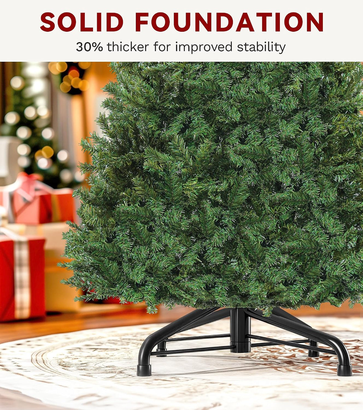 DWVO 6FT Pre-Lit Artificial Christmas Tree Green 1000 Tips 250 LED Lights