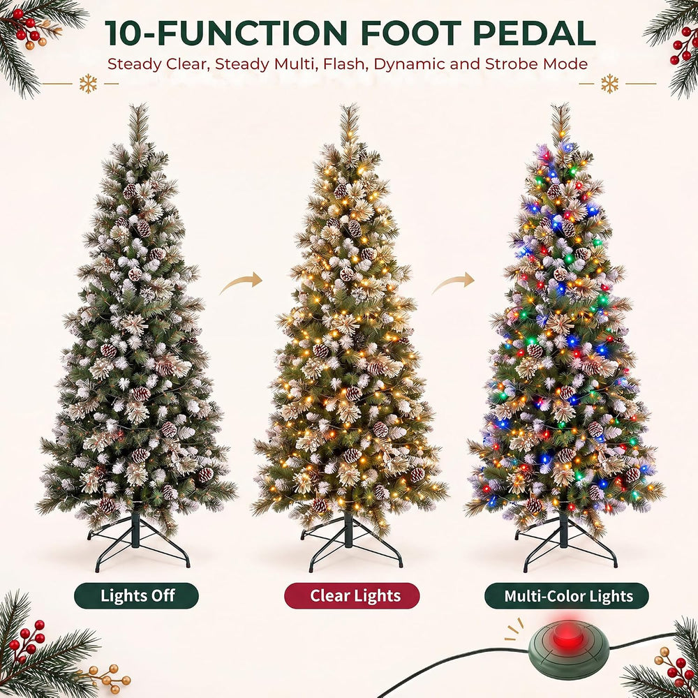 6FT Pre-Lit Pencil Christmas Tree, 250 Color Changing LED Lights