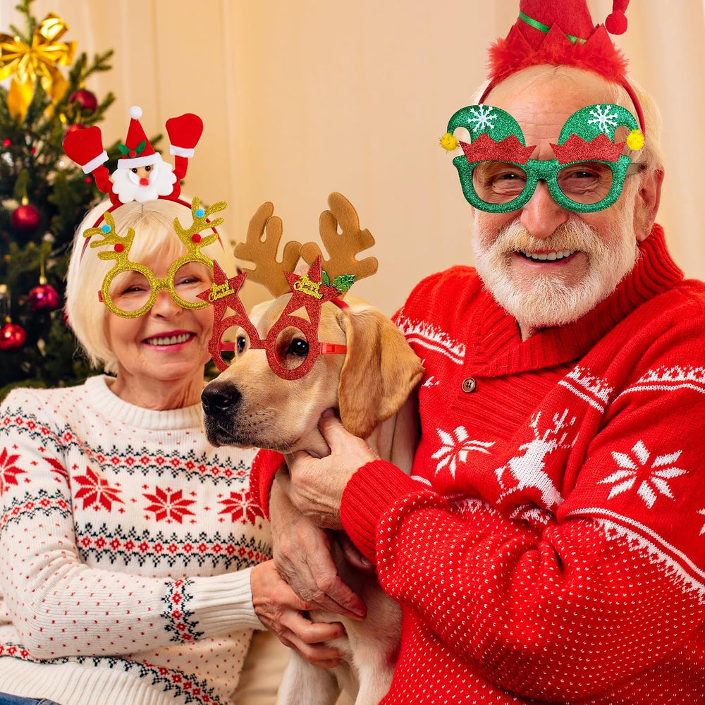 48 Pcs Christmas Glasses Frame and Headbands Set, Cute Christmas Head Boppers...