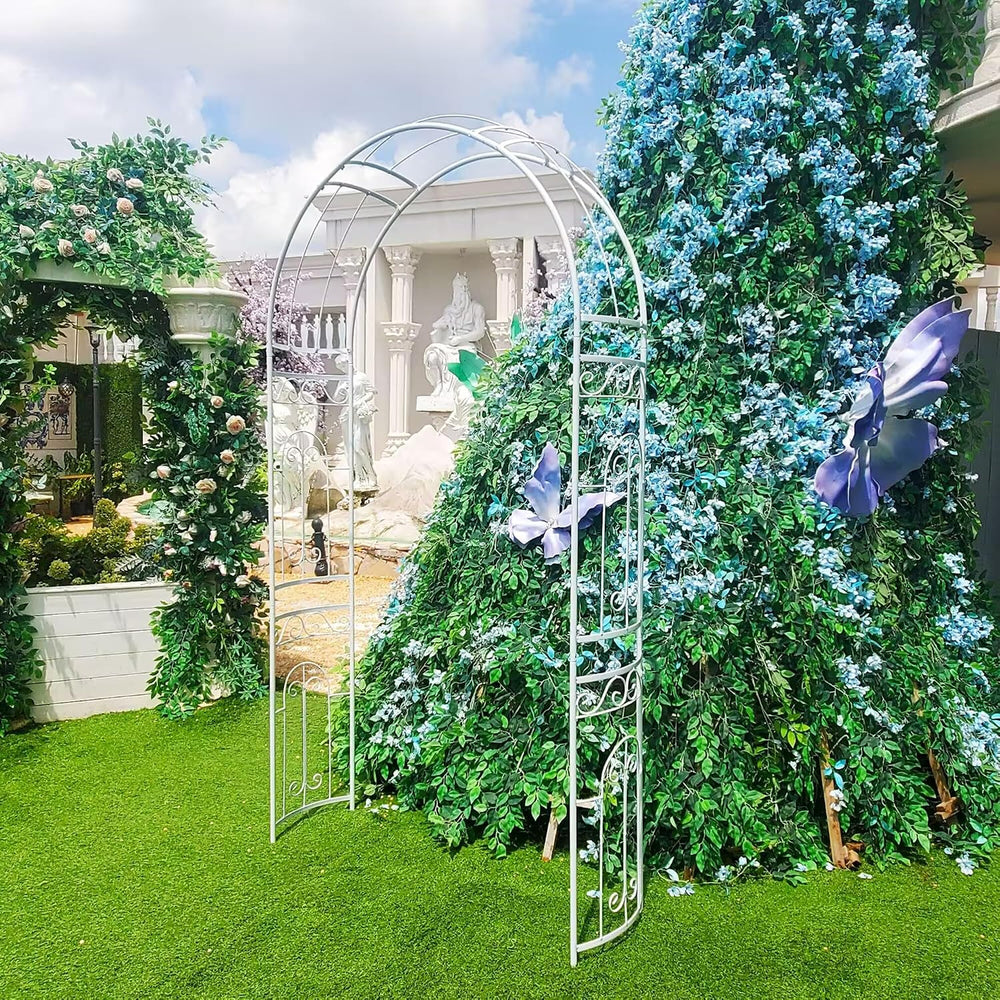 SCENDOR Heavy-Duty Metal Garden Arch with Lattice Panels for Rose & Wedding