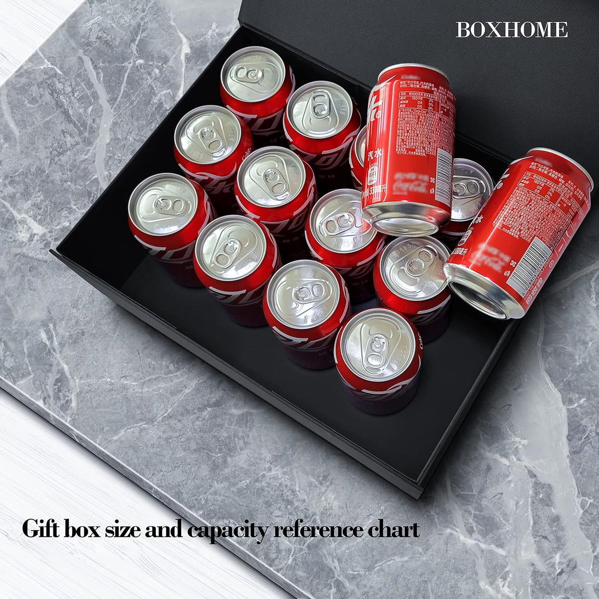 boxhome 5 pack large black gift boxes, magnetic showing dimensions