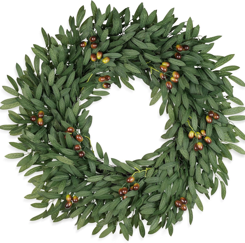 26 Inch Large Eucalyptus Olive Wreaths for Front Door with Olives