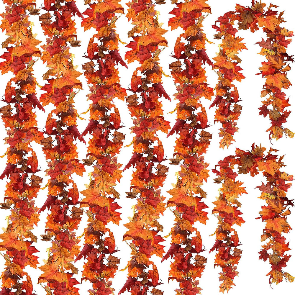 CQURE 7 Pack Fall Leaf Garland, Total 41.3Ft Artificial Fall Vines Autumn Gar...