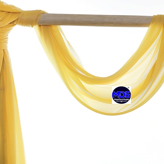 MDS Halloween Chiffon Draping Fabric - 2 Panel, 30" Wide x 40ft Long - Sheer Spooky Arbor & Canopy Drapery for Haunted House Backdrops, Party Ceilings, DIY Costumes & Themed Events - Gold (Pack of 2)
