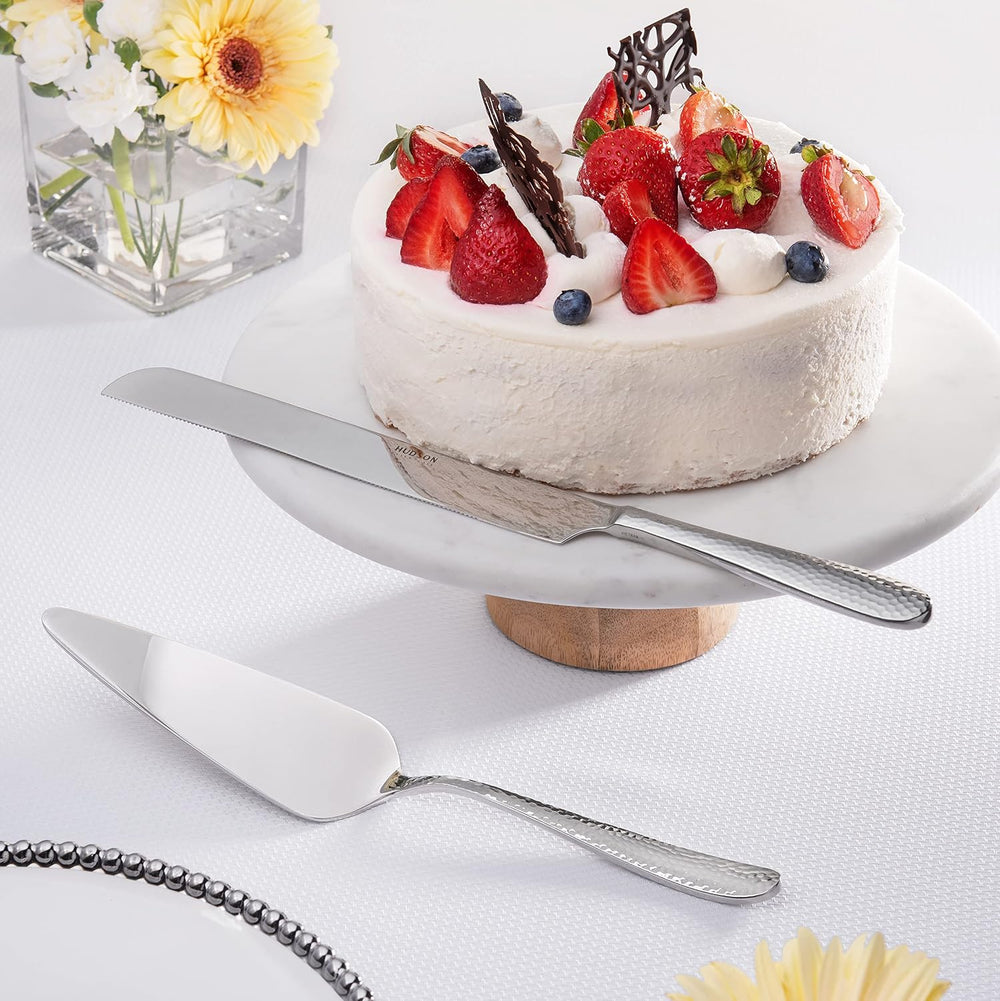 Hudson Essentials Bergamo Hammered 18/10 Stainless Steel Wedding Cake Knife &...