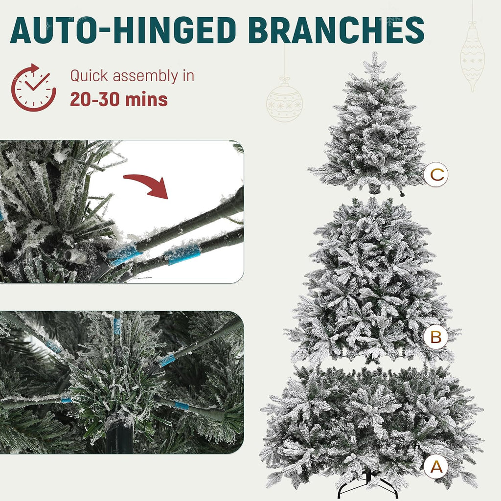 YITAHOME 7.5ft Prelit Flocked Christmas Tree with 1687 PE & PVC Mixed Tips