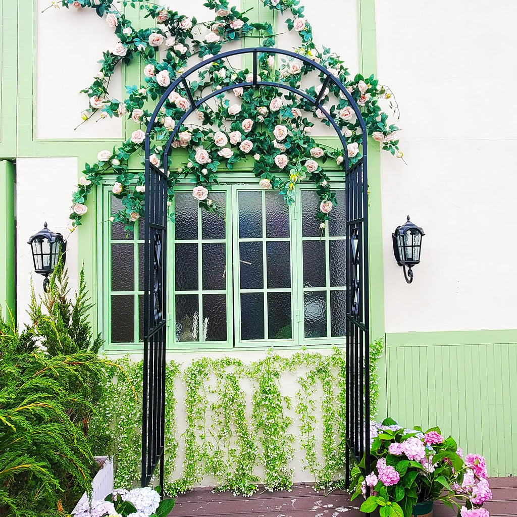 Metal Garden Archway, 100"H x 45"W Curved Arbor for Climbing Plants