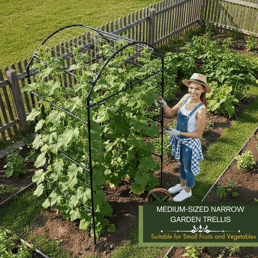 79" Tall Metal Cucumber Trellis Arch Sturdy Frame for 4FT Raised Garden Bed