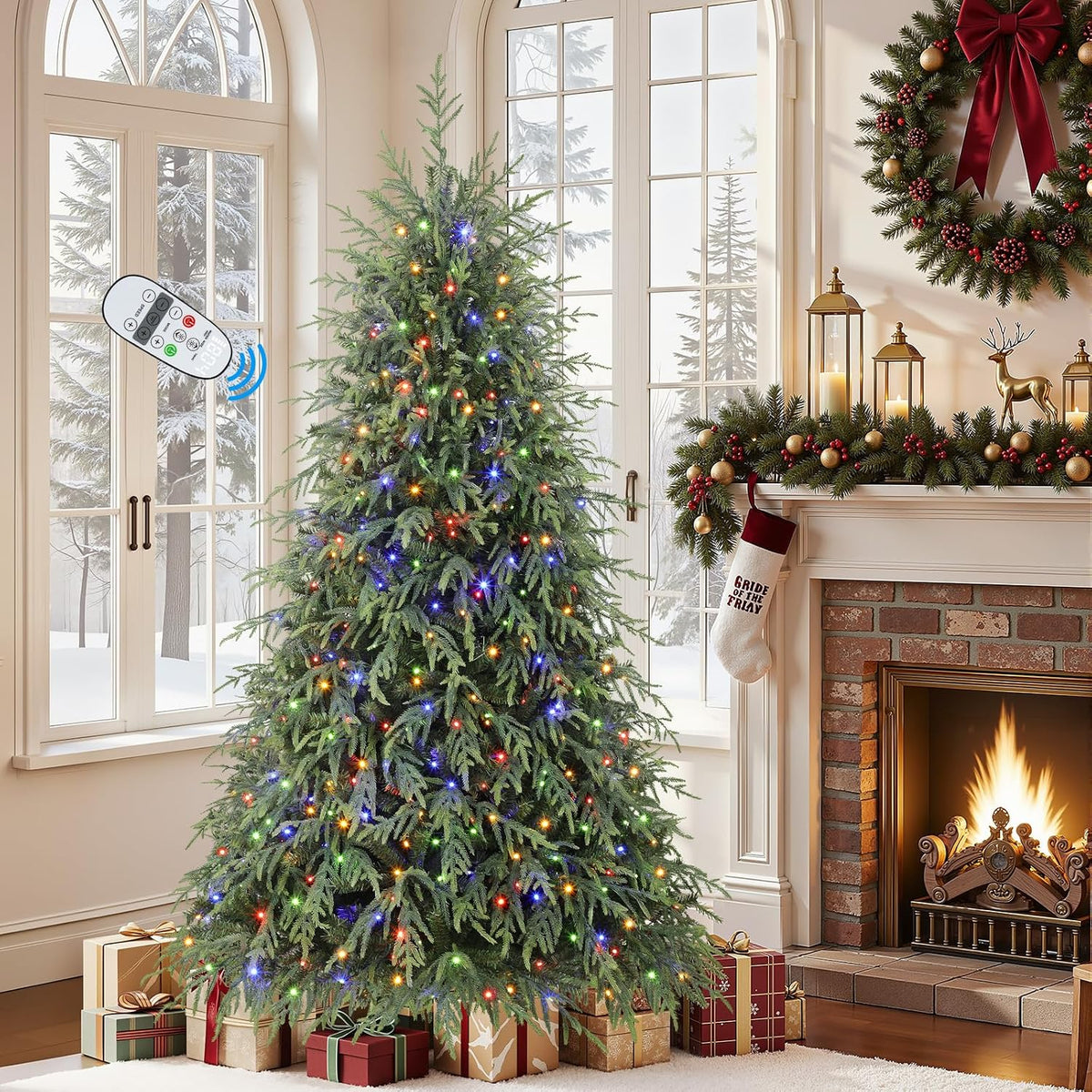 SHareconn 6.5ft Prelit Artificial Norfolk Pine Christmas Tree with Remote